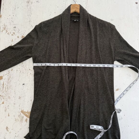 Express Large Sweater Open Front Cardigan Gray Green Shawl Long Sleeve Ruching - Picture 8 of 10